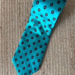 Valentino Pietro Teal Tie with Black Hexagon Pattern